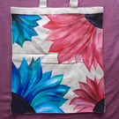 Hand-painted floral tote bag 