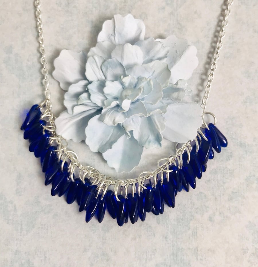 Gorgeous cobalt blue Czech glass necklace