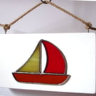STAINED GLASS BOAT WALL PLAQUE