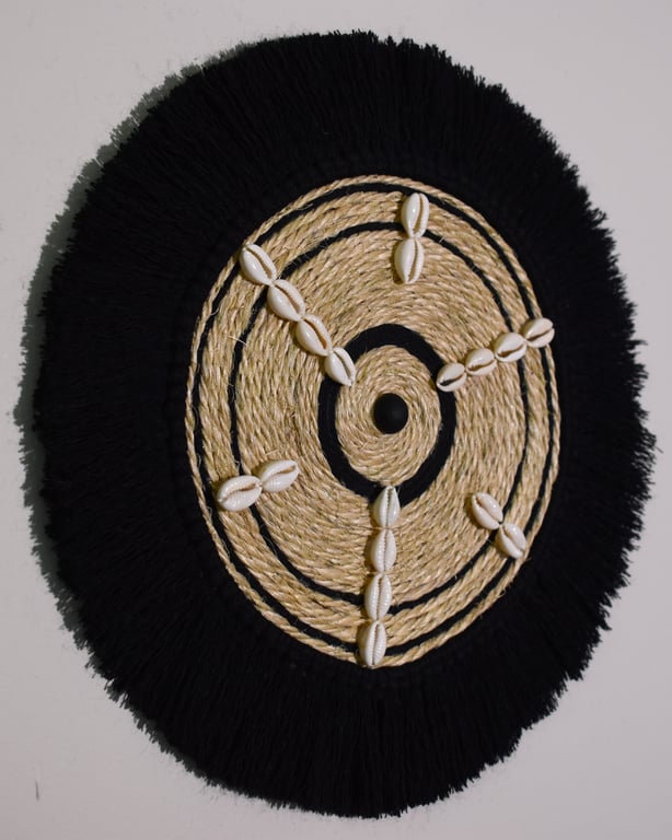 Black & Sisal Macrame, Fibre, Mandala, Wall Hanging Art