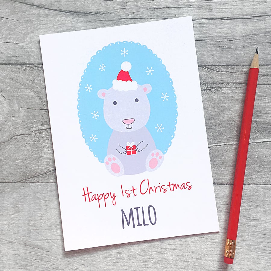 Baby's First Christmas Card - Personalised 1st Christmas Card for Baby