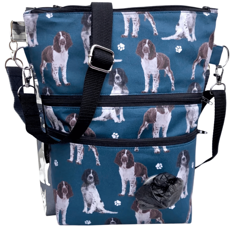 Dog walking bag, crossbody bag, springer spaniels