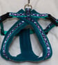Adjustable Lightweight Dog Harness with Soft Teal Fleece Lining, Vibrant Aztec 