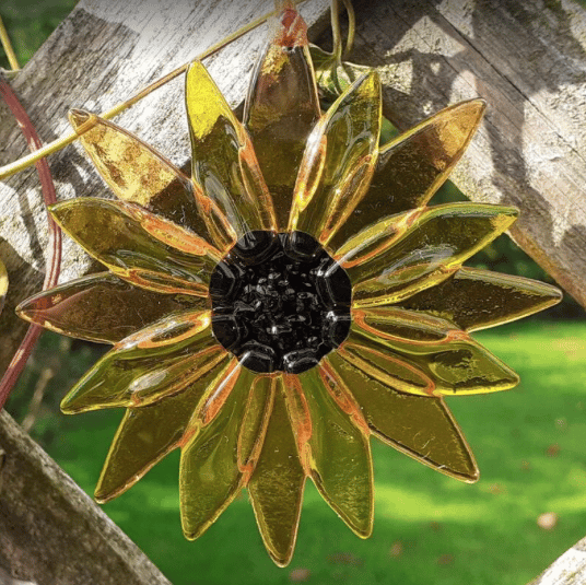 Fused Glass Sunflower  Suncatcher Decoration Keepsake, 9cm