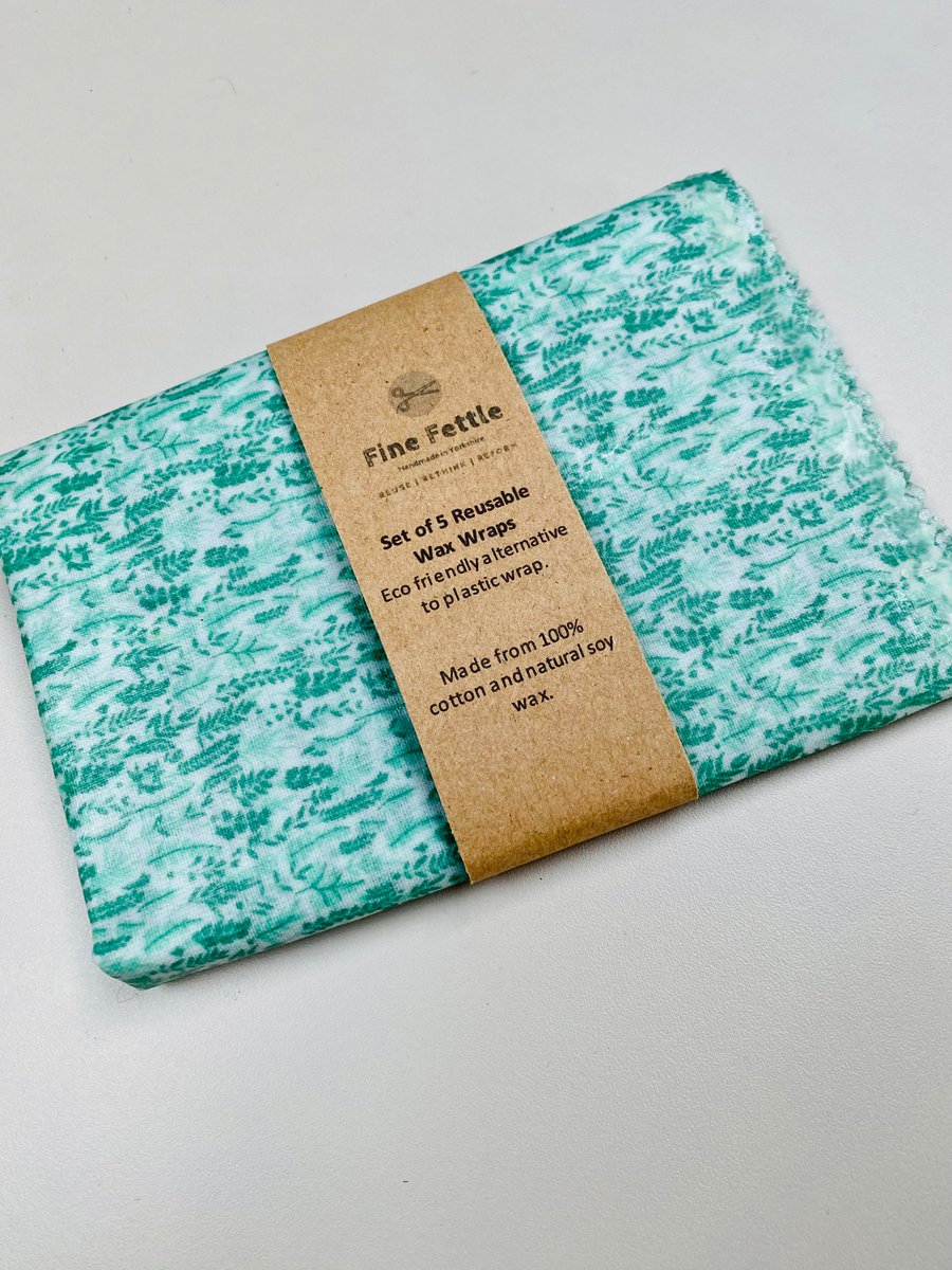 Set of 5 reusable wax wraps