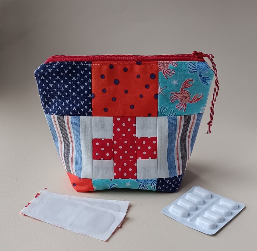 First Aid Patchwork Zipped Pouch