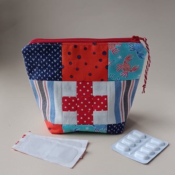 First Aid Patchwork Zipped Pouch