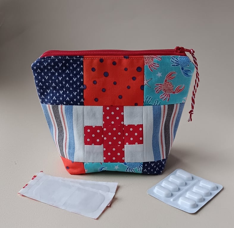 First Aid Patchwork Zipped Pouch