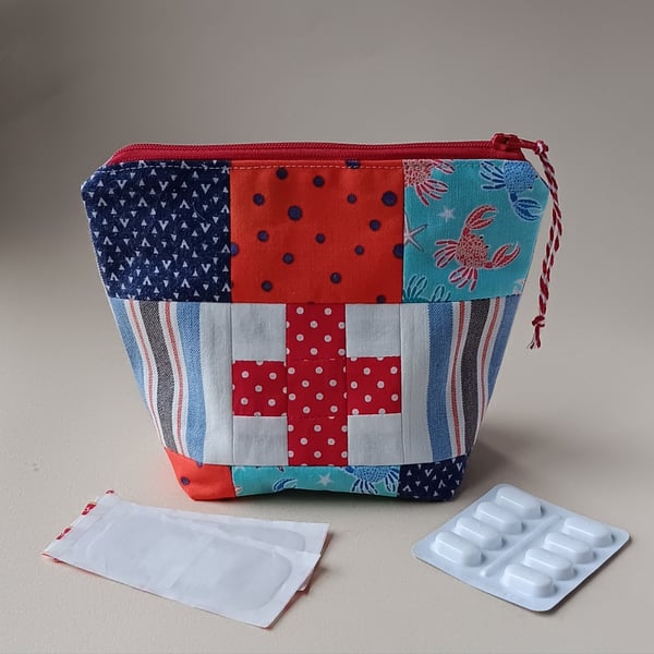 First Aid Patchwork Zipped Pouch