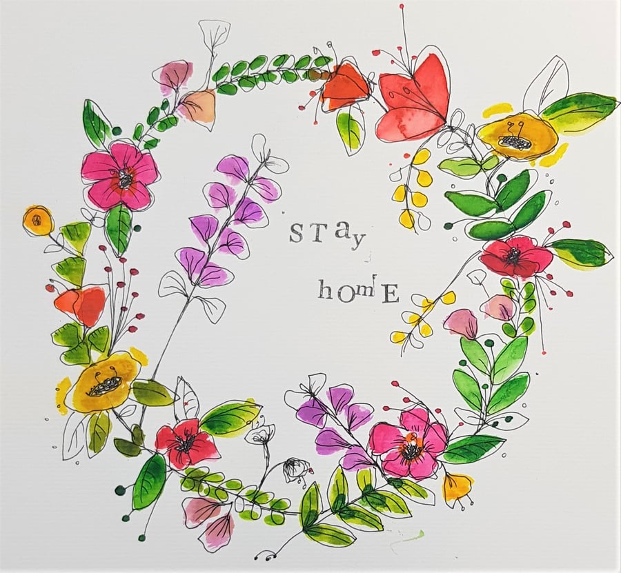 Personalised wild flower wreath and quote