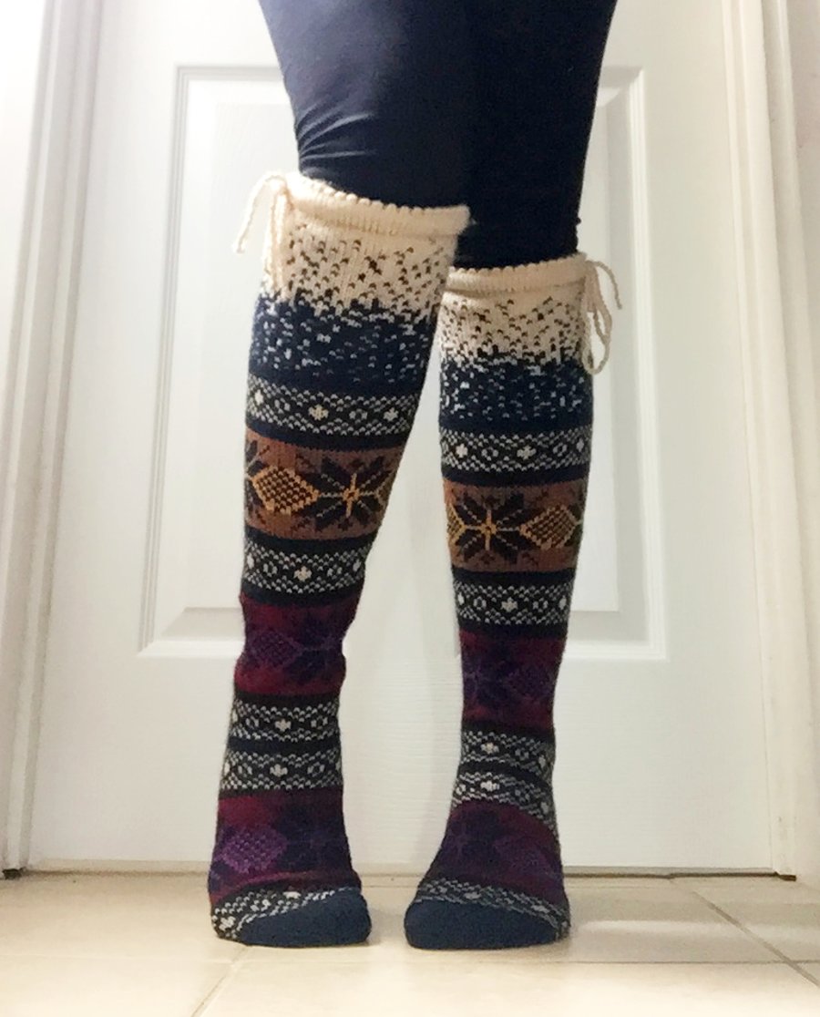 READY TO SHIP Knee length wool socks long stockings colorful winter warm nordic 