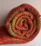 Handwoven Scarf in Reds, Orange and Green - Image 10