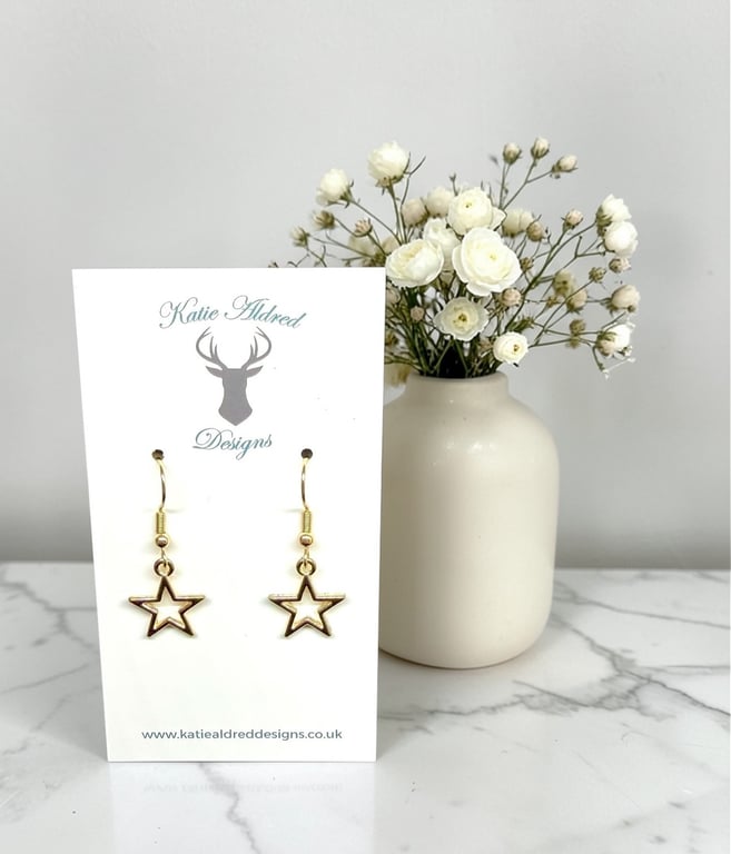 Charm Earrings - Gold Star Outline