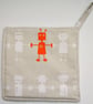 Robot Pot Holder Orange Potholder Kitchen Grab Mat Pad Surface Saver Robots - Image 1