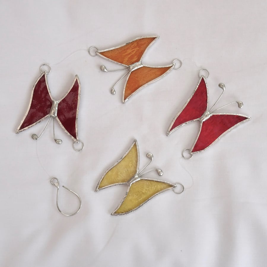 String of Butterflies - Red and Amber