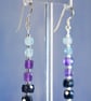 Drop earrings in Aquamarine, Amethyst, Black Spinel and Sterling Silver - Image 2