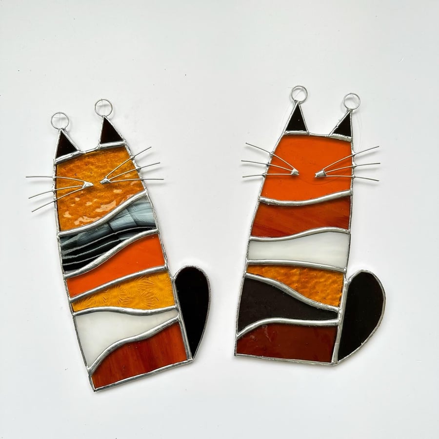 Stained Glass Pussy Cat Suncatcher - Window Decoration - Tortoiseshell