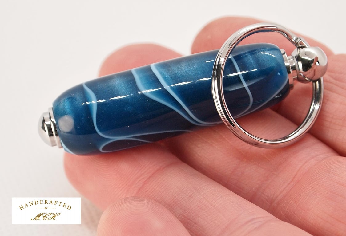 Handcrafted Acrylic Keyring Turned and polished with quality 'Chrome' fixings