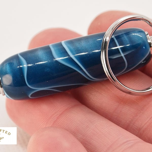 Handcrafted Acrylic Keyring Turned and polished with quality 'Chrome' fixings