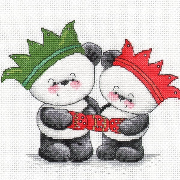 Party Paws Bamboo's Christmas cracker cross stitch kit