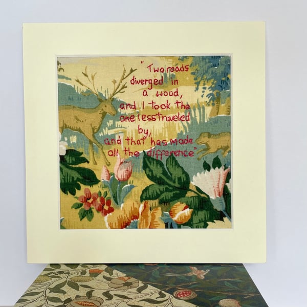 Textile Art - extract from “The Road Not Taken” by Robert Frost