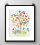 146AB Cross Stitch Pattern Tree of Life and Cheshire Cat Sleeping in the garden - Image 3