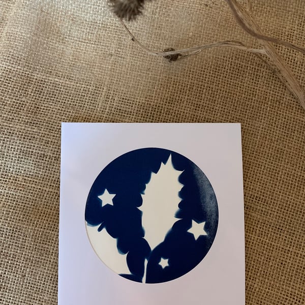 Holly Cyanotype Card