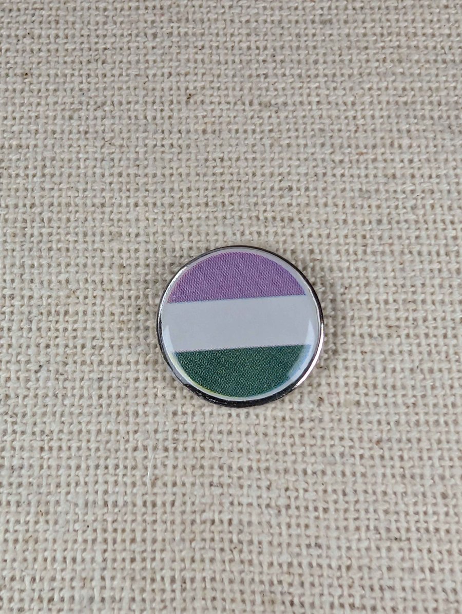 Gender queer Flag Badge - Pride Themed Pin - 18mm Large Resin Topped Pin Badge