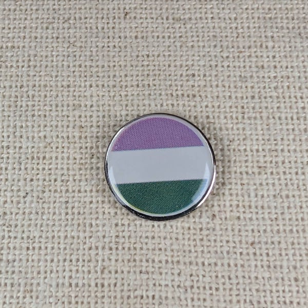 Gender queer Flag Badge - Pride Themed Pin - 18mm Large Resin Topped Pin Badge