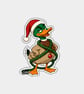 Unique Funny Christmas Sticker Xmas Decal - Happy Duck In Santa Hat