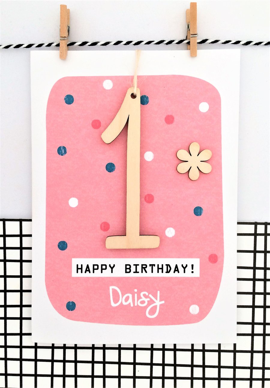 Personalised Age 1 -4 Birthday Card - Keepsake Card, First Birthday, 1st Birthda