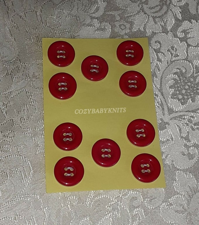 18MM RED ROUND BUTTONS WITH FOUR HOLES FOR ATTACHING 