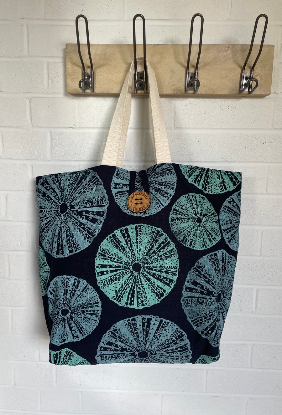 Handprinted Beach Bag- Sea Urchins