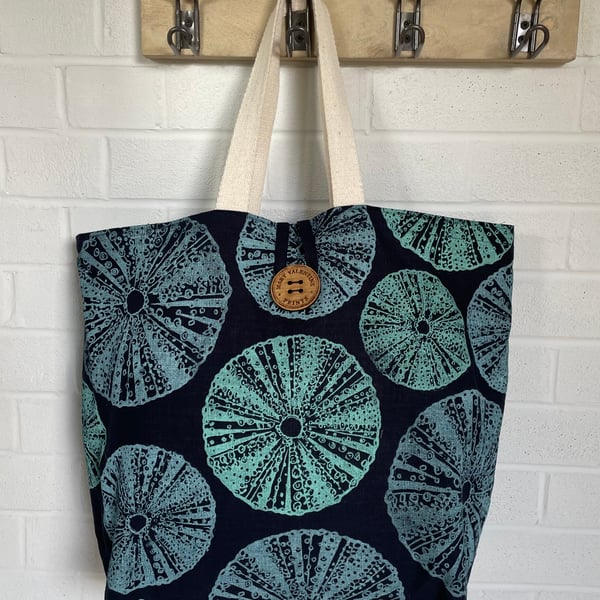Handprinted Beach Bag- Sea Urchins