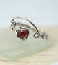 Garnet Twist Ring - Viking Style Rustic Jewellery. Silver with Deep Red Gem - Image 4