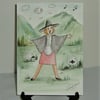 original Welsh lady cartoon greetings card ( ref F 911 )