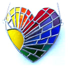 Sun Heart Suncatcher Stained Glass Rainbow Rays Handmade 007