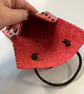 Small Pouch - Red Leather Medieval Style - Fleur de Lis Closure FREE SHIPPING - Image 4