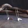 Silver Leaf Earrings, long threader earring