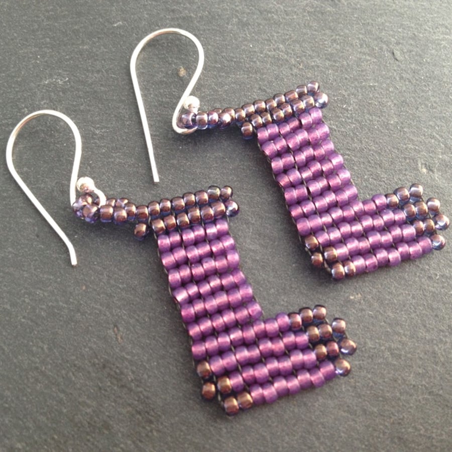 Purple Christmas Stocking Earrings