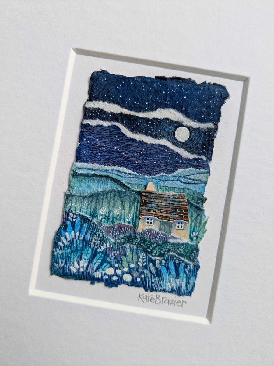 Jasmine Cottage - Original miniature collage. A5 Mounted