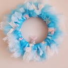 Blue and Pink  Sea themed Tulle Wreath