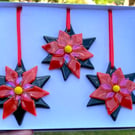 Poinsettia, fused glass Christmas decoration gift set
