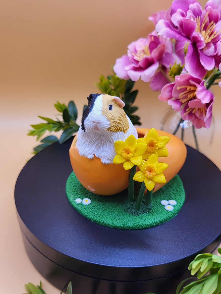Easter Egg Guinea Pig Figurine, Orange Egg
