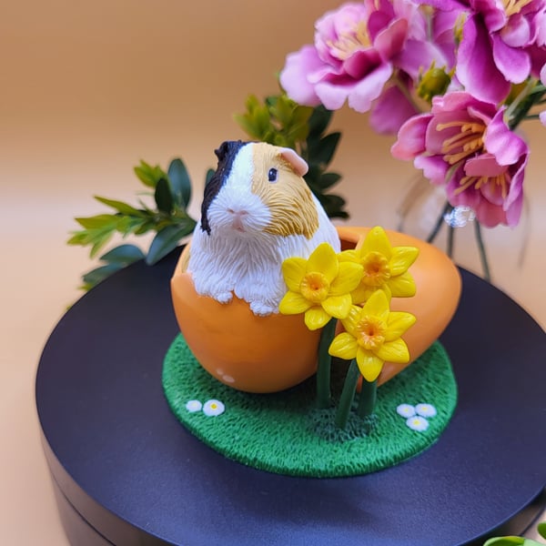Easter Egg Guinea Pig Figurine, Orange Egg