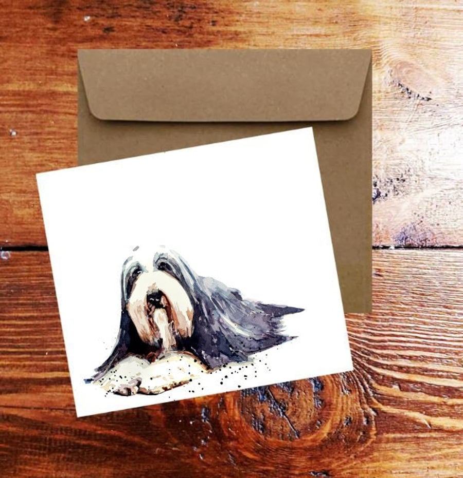 Bearded Collie GreetingNote Card.Bearded Collie,Bearded Collie note card, Bearde