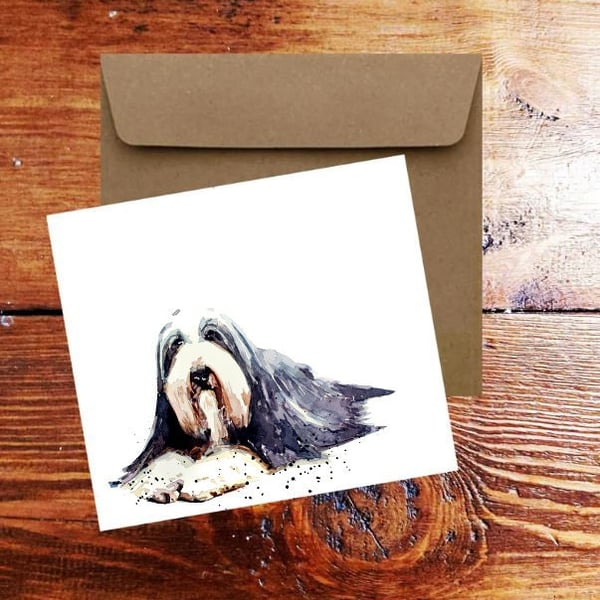 Bearded Collie GreetingNote Card.Bearded Collie,Bearded Collie note card, Bearde