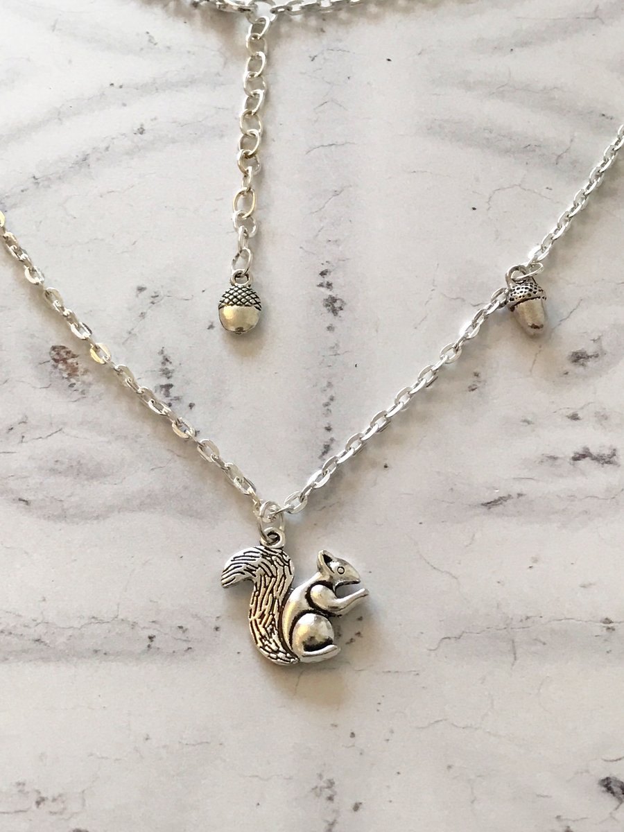 Squirrel & Acorn Necklace 