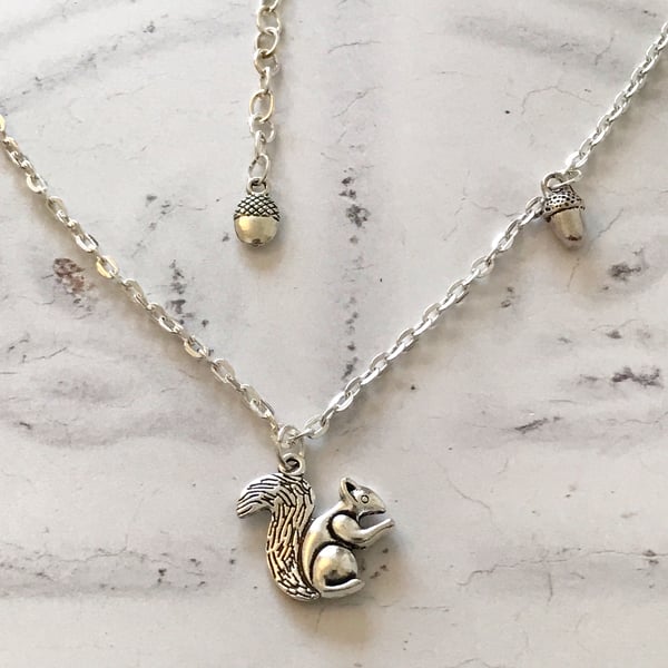 Squirrel & Acorn Necklace 