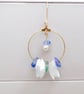 Faux Vintage Pearl Dangle Hoop Earrings, Shell, Green and Blue Sea Glass - Image 3
